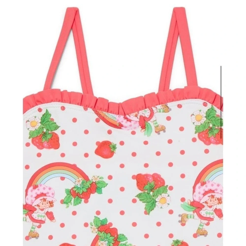 Strawberry Shortcake Toddler Girls 2-Piece Tankini Swimsuit Set 4T NWT White Red